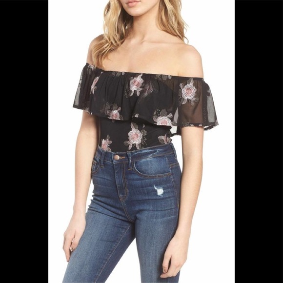 Band of Gypsies Tops - NWT Band of Gypsies Floral Embroidered
Mesh Bodysuit